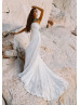 Strapless Ivory Lace Open Back Wedding Dress